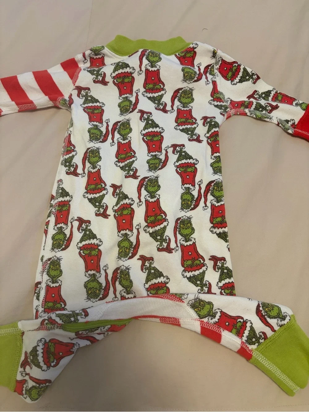 Hanna Andersson Red & Green Grinch-Print Zip One-Piece